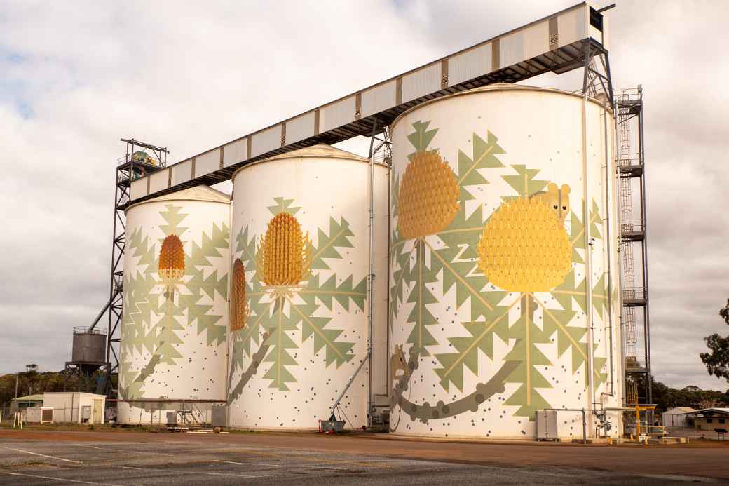 Painted grain silos