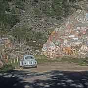Rock, covered in graffiti