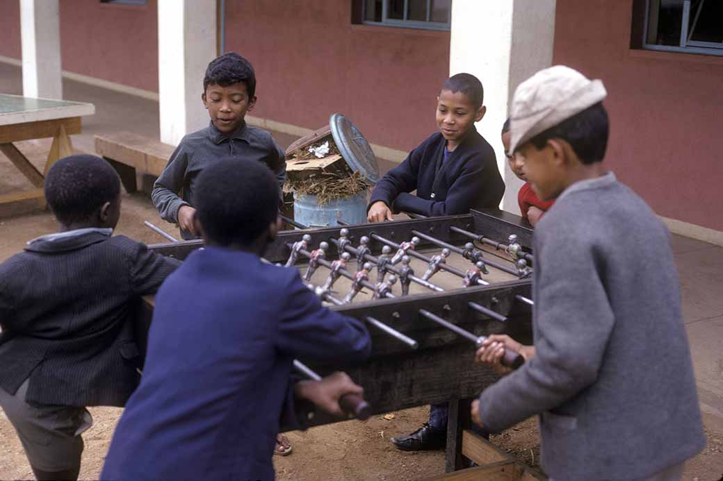 Playing table football