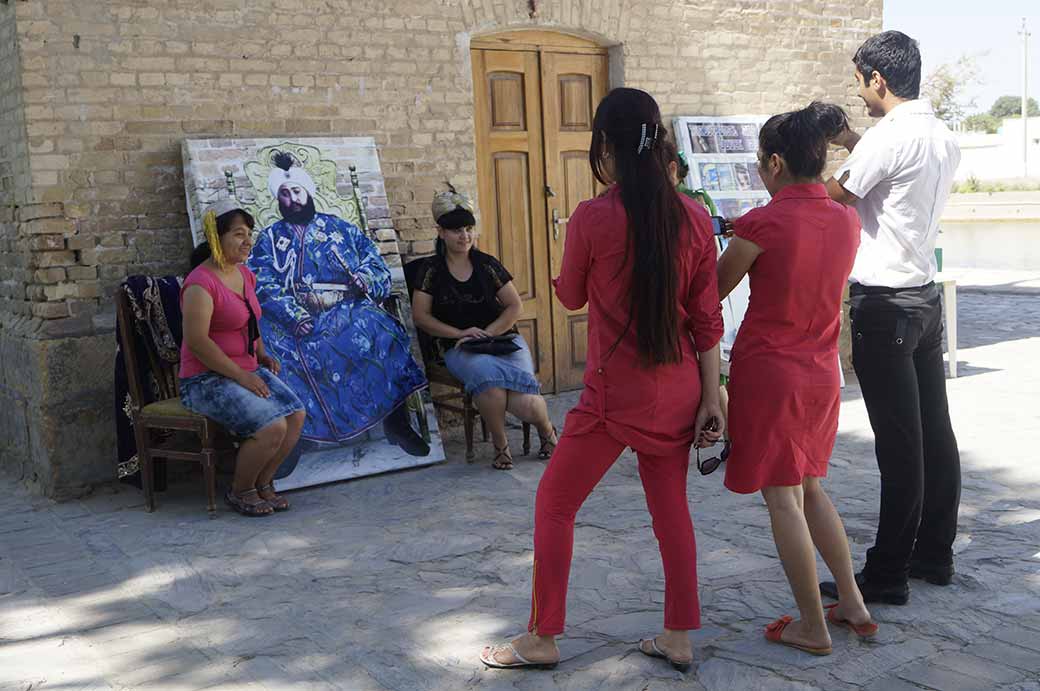 Posing with the emir